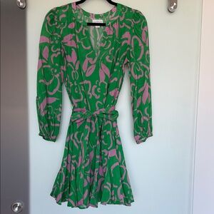 Velvet by Graham and Spencer Green and Pink Long Sleeve Dress sz L